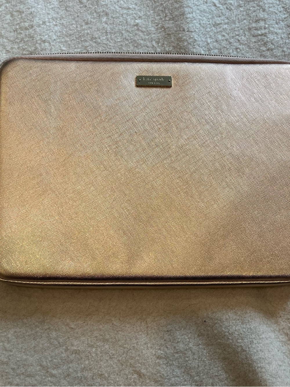kate spade Metallic Rose Gold Laptop Sleeve with Logo Plaque